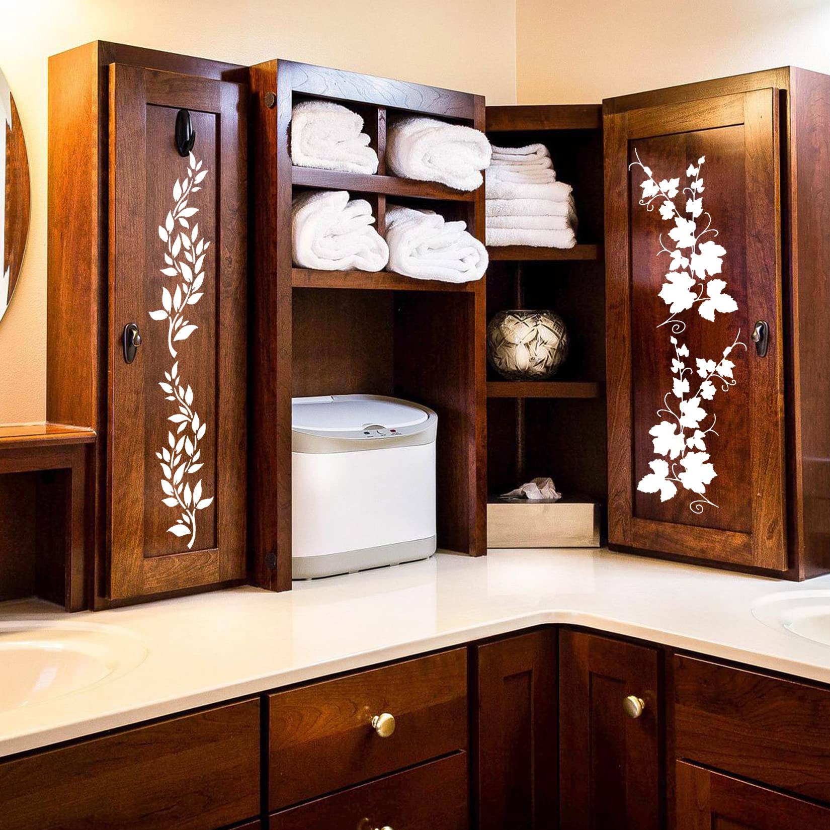 花と鳥の装飾木製キャビネット